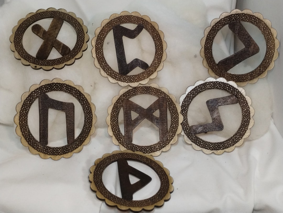 Unique Norse Rune Set, Christmas Ornaments, Yule Decorations, Wooden Viking Rune Pendant