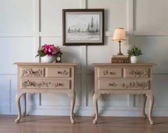 Mesitas de noche Thomasville VENDIDAS - Respaldos terminados, inspiración antropológica de Pottery Barn