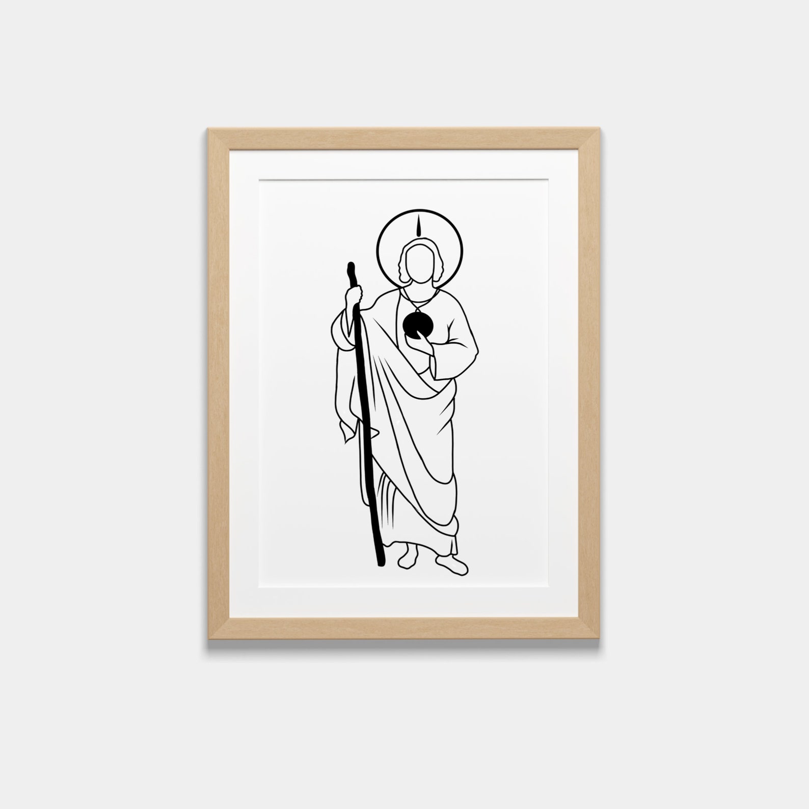 Black and White San Judas Tadeo St Jude Thaddaeus, Wall Art, Minimalist ...