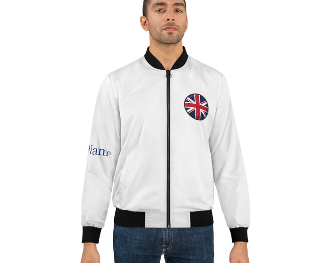 Personalized UK Men's Bomber Jacket, United Kingdom Union Jack Flag Jacket, Your Name