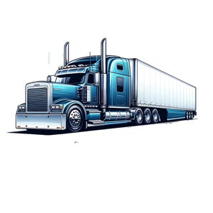 White Dryvan Peterbilt Semi-Truck SVG - Commercial Use Vector - Digital Trucking Clipart for DIY & Craft Projects - Instant Download