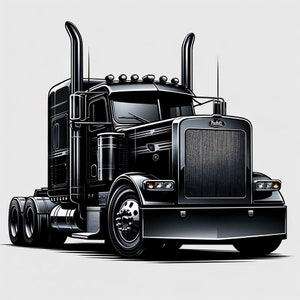 Classic Peterbilt Semi-Truck SVG - Commercial Use Vector - Digital Trucking Clipart for DIY & Craft Projects - Instant Download Design