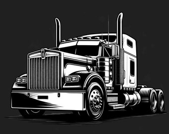 Modern Kenworth W900  Semi-Truck SVG - Commercial Use Vector - Digital Trucking Clipart for DIY & Craft Projects - Instant Download Design