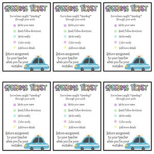 Classroom Speeding Ticket - Etsy