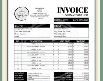 Invoice Template | Google Sheets Digital Download | Editable Business Billing Spreadsheet | Reusable & Duplicatable Invoice Form