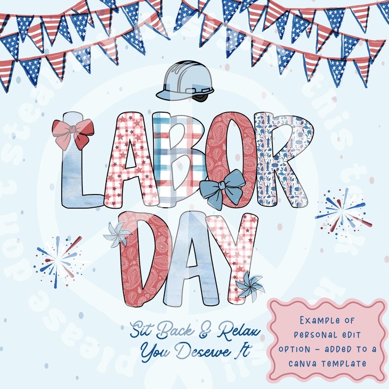 Labor Day Bubbly Letters PNG: Red White Blue Clipart (digital Download ...