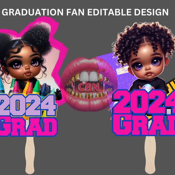 Kids graduation fan fully editable Canva