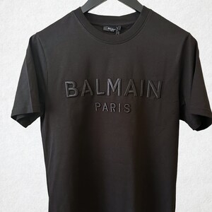 Balmain Black Luxury Emroidered Cotton T-shirt(L)