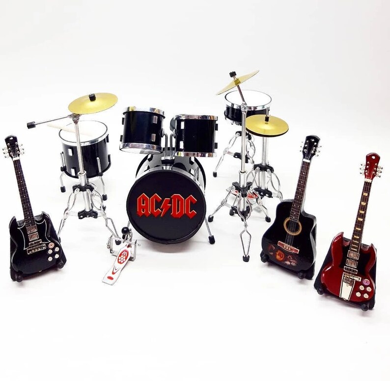 Miniature Drum Set AC/DC and Guitars Scale 1/12 Suitable as a - Etsy