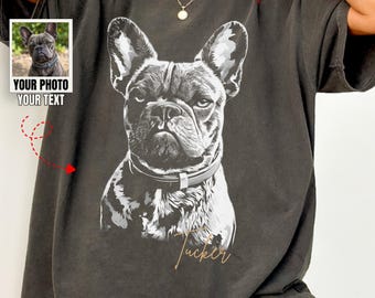 Custom Pet Portrait Shirt, Personalized Dog Photo Shirt, Comfort Colors Pet Memorial Gift, Custom Pet Lover Tee