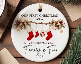 Personalized Family of Four Christmas Ornament, Custom Family Name Ornament, Family Christmas Keepsake 2026