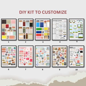May include: A collection of ten framed DIY kits, each with a unique design. The kits include various elements such as matchboxes, frames, and decorative stickers. The text "DIY KIT TO CUSTOMIZE" is displayed at the top.
