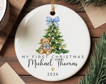 Baby Boy First Christmas Ornament, Personalized Baby Name Ornament, Newborn Christmas Keepsake 2026