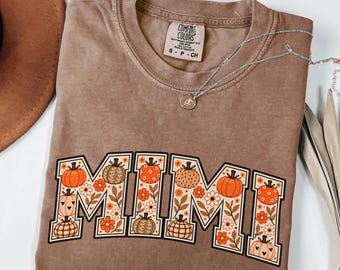 Fall Mimi Shirt, Comfort Colors Pumpkin Mimi T-Shirt, Cute Autumn Floral Grandma Tee, Vintage Fall Mimi Shirt, Gift for Mimi