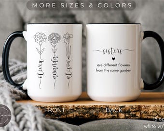 Birth Month Flower Mug: Personalized Sister Gift