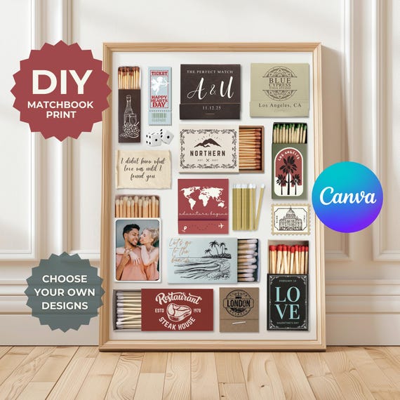 Custom Matchbook Poster Template: DIY Valentine's Gift (Digital Download)
