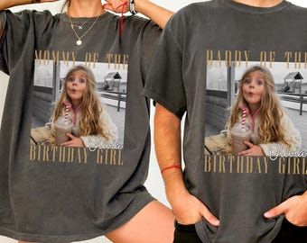 Matching Family Birthday Shirts, Personalized Birthday Girl Photo Tee, Mom Dad Birthday Shirts, Custom Childhood Photo Family Shirt