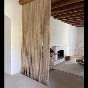 ボヘミアンロープカーテン、素朴な間仕切り、天然ジュート製壁掛け、長さ調節可能なマクラメスタイルのパーティション 150 x 200 cm サイズ