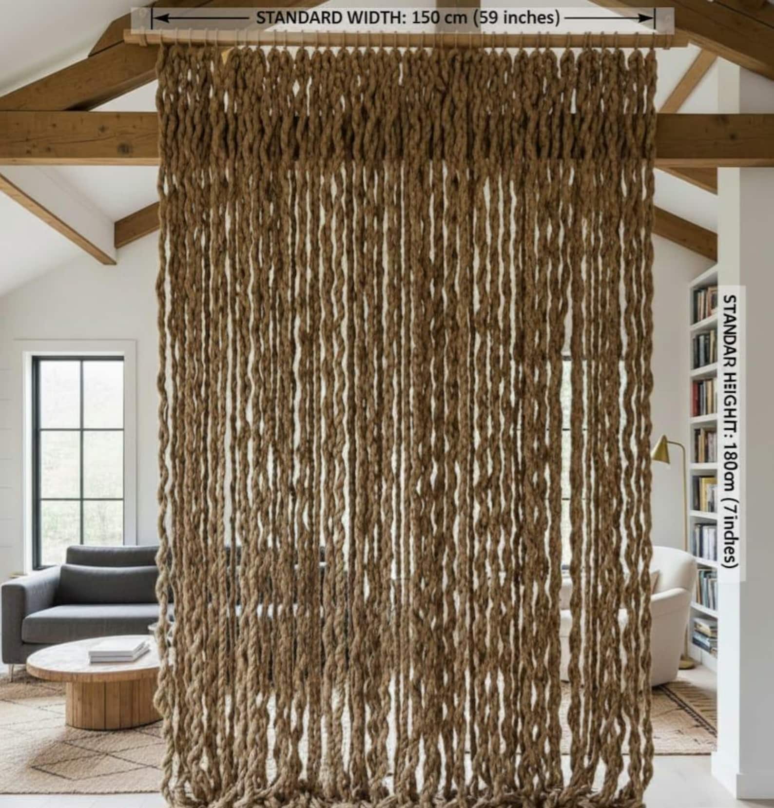 Handmade Jute Rope Partition Wall Hanging | Boho Macrame Room Divider ...