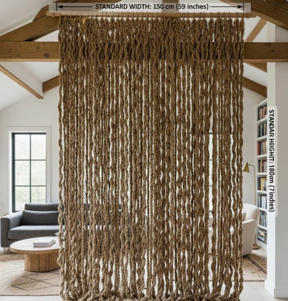 Handmade Jute Rope Partition Wall Hanging | Boho Macrame Room Divider ...