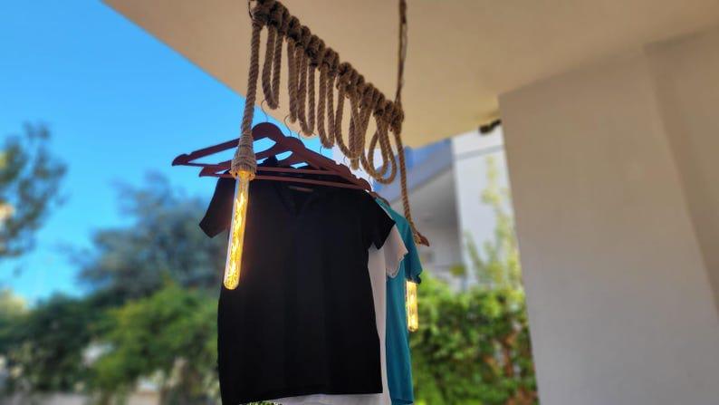 Industrial Rope Clothes Rack With 2 Lights - UL & CE Certified Ceiling ...