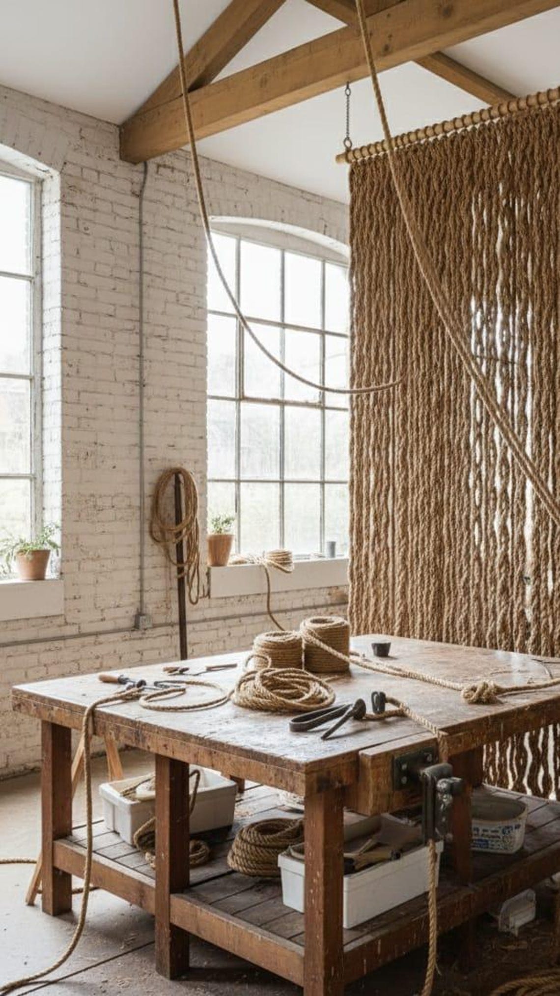Handmade Jute Rope Partition Wall Hanging | Boho Macrame Room Divider ...