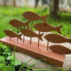 Wooden Fish Nautical Decor: Beach House Decor, Set of 7