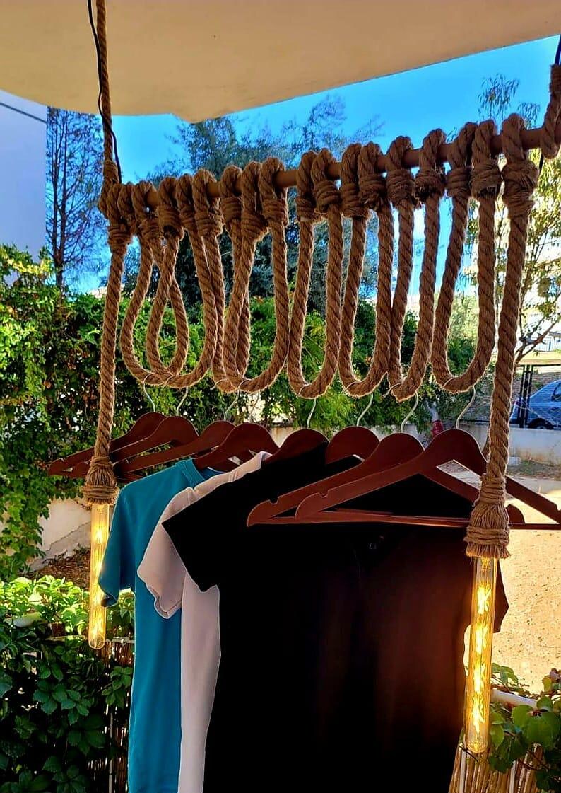 Rackl Robe Industrial Rope Clothes Rack With 2 Lights - UL & CE Certified Ceiling ...