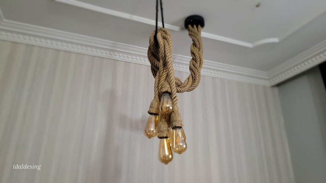 Shell Chandelie Rwith Rope Desing Rope Chandelier, 8 Arm Design Rope Pendant Lighting, Authentic ...