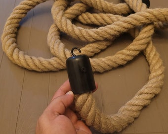 Thick Jute Rope Decor: Custom Lengths, Black Hardware