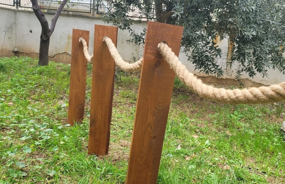 Rustic Wood & Rope Garden Fence: Customizable Colors, Farmhouse Decor ...