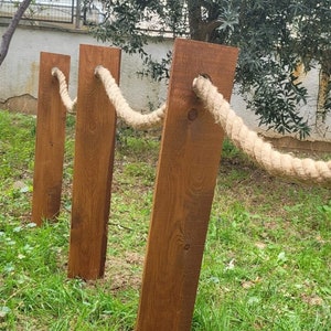Wooden rope garden fence, wood rustic fence in customizable colors, country house decor, farm house fences,cafe restourant  decorative fence
