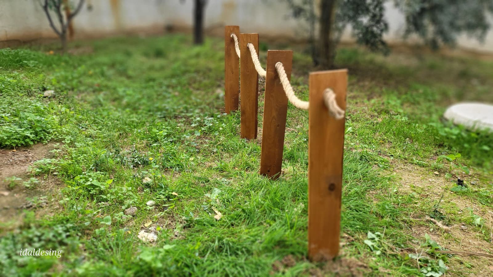 Rustic Rope and Wood Garden Edging, Wooden Pathway Border, Decorative ...