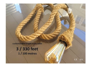 Handmade Hemp Rope Pendant Light: Rustic Farmhouse Chandelier