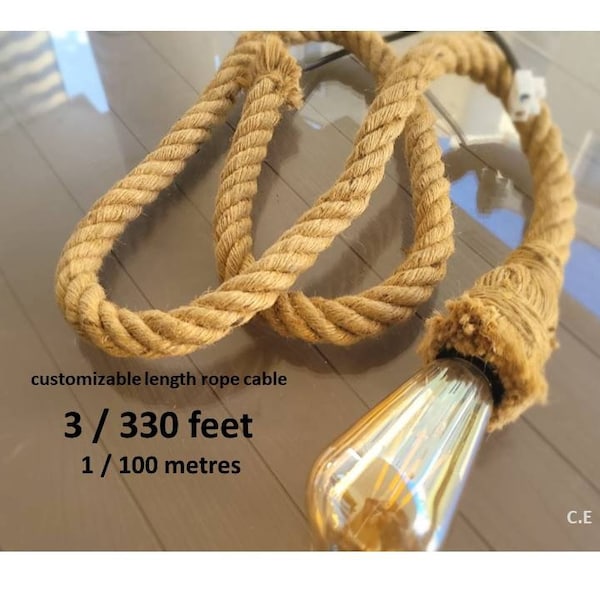 Rustic pendant lighting, rope braid cable, hemp rope lighting, cafe, restourant bar rope chandelier, rustic rope light, farm house