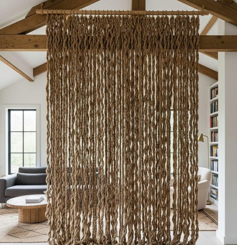 Handmade Jute Rope Partition Wall Hanging | Boho Macrame Room Divider ...