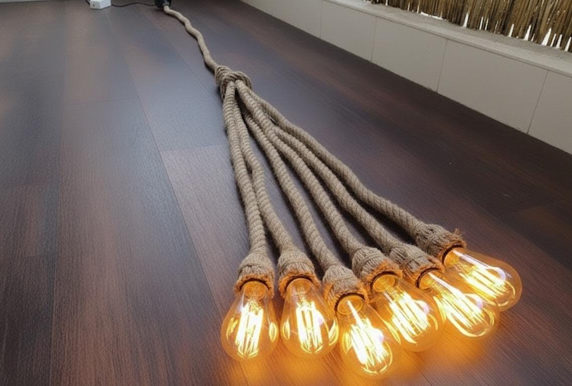 Hangling Rope Lights Multi-pendant Rope Chandelier, 4-6-8-10 in 1 Rope Light Options ...