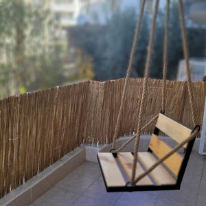 Rope and Wood Porch Swing: Indoor/Outdoor Patio Rocking Chair