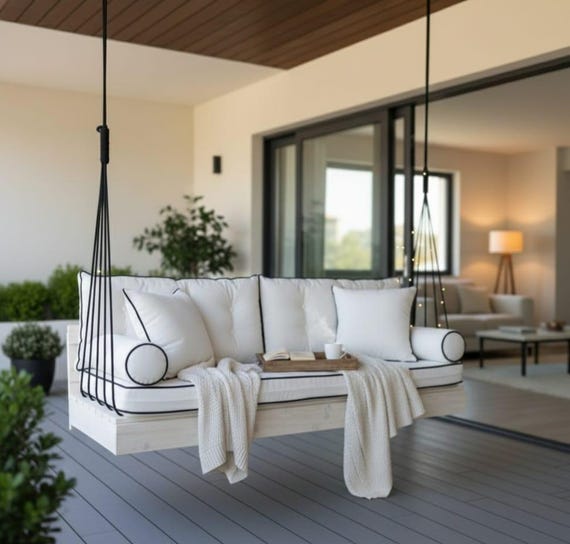 Custom Hanging Sofa, Design Your Own Porch Swing, Modern Patio Lounger, Made-to-Order Couch, 160x50cm