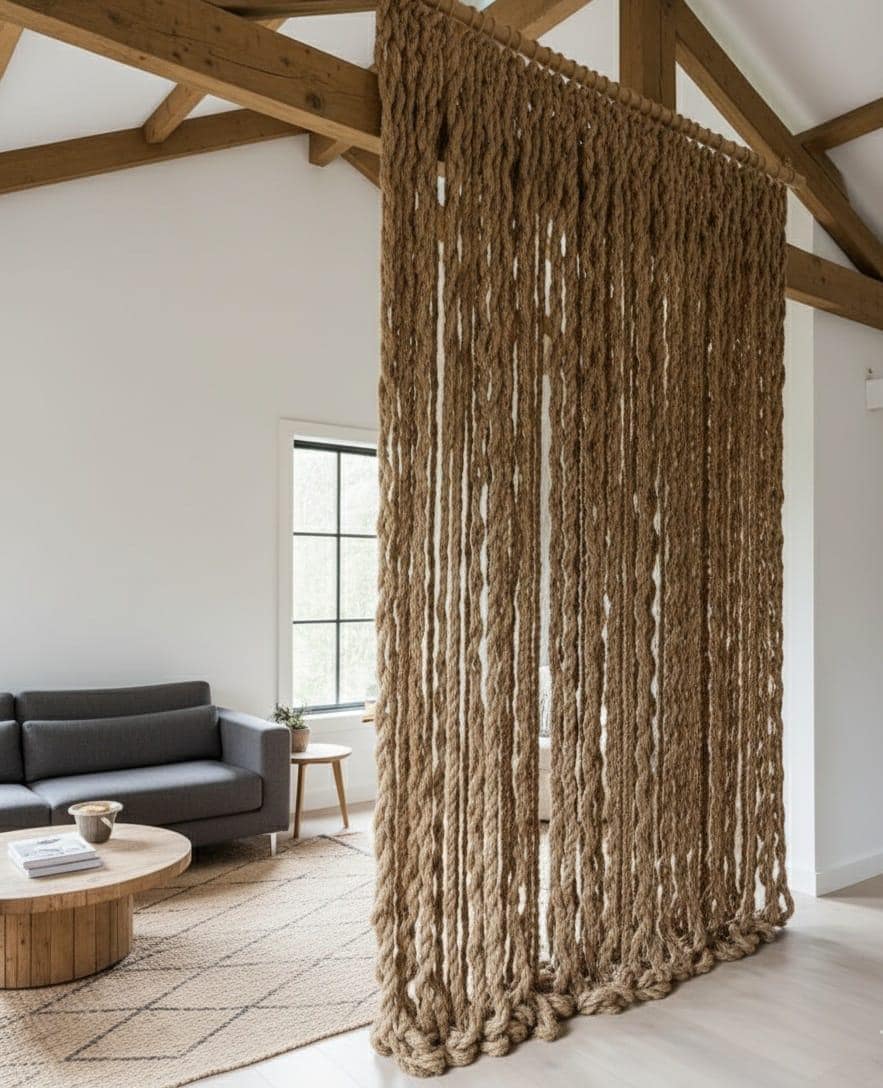 Handmade Jute Rope Partition Wall Hanging | Boho Macrame Room Divider ...