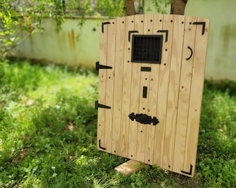 Puerta rústica de madera para jardín, estilo castillo medieval, decoración de granja, puerta de despensa y bodega hecha a mano.