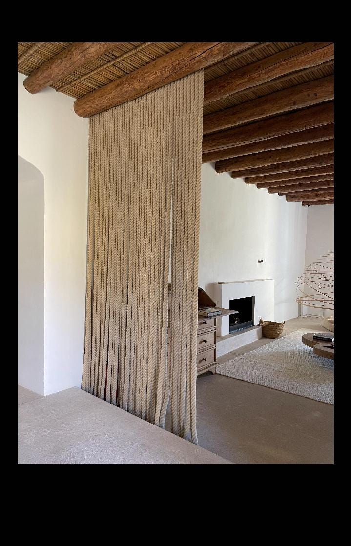 Rustic Jute Rope Curtain: Farmhouse Room Divider, Cafe Decor
