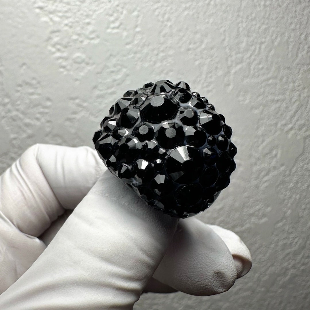 Black Rhinestone Statement Ring – Bold Cocktail Jewelry – Handmade ...