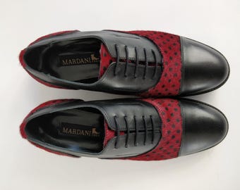 Women’s Italian Handmade Oxford Shoes, Genuine Leather Flat Shoes, Made in Italy