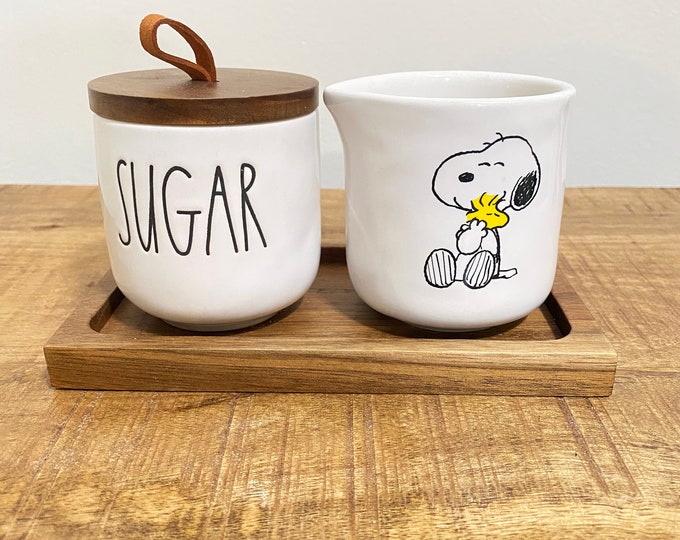Corner Ruby Spring Collection Rae Dunn Ft. Peanuts Snoopy Sugar and Creamer Set - Etsy