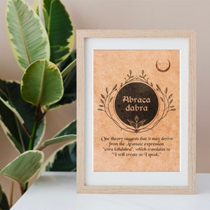 Vintage Wortschatzkarte „Abracadabra – Die Macht der Worte“ Kunstdruck für Hexen und Druiden, Zaubersprüche und Magie