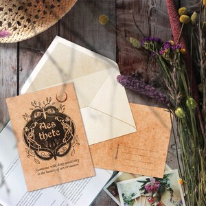 Handgemalte Vintage Postkarte Wortschatzkarte „Aesthete – Die Feinsinnigen“ für Hexen und Druiden