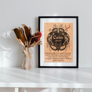 Caim - Vintage Wortschatzkarte. Kunstdruck Statement Poster für Hexen und Druiden, gaelisch, keltisch, irisch