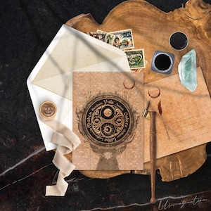 Jahreskreis - Vintage Postkarte für Hexen, Druiden Jahreksreisfest Imbolc, Ostara, Beltane, Litha, Lughnasadh, Mabon, Samhain, Yule