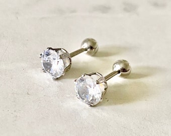 Titanium Silver Earrings | Silver Stud Earrings | Screw Back Earrings | Men Earrings | Women Earrings | Silver Studs | Titanium Earrings